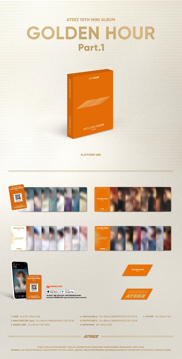 ATEEZ 10th Mini Album GOLDEN HOUR PART.1 PLATFORM VERSION Kpop Omo