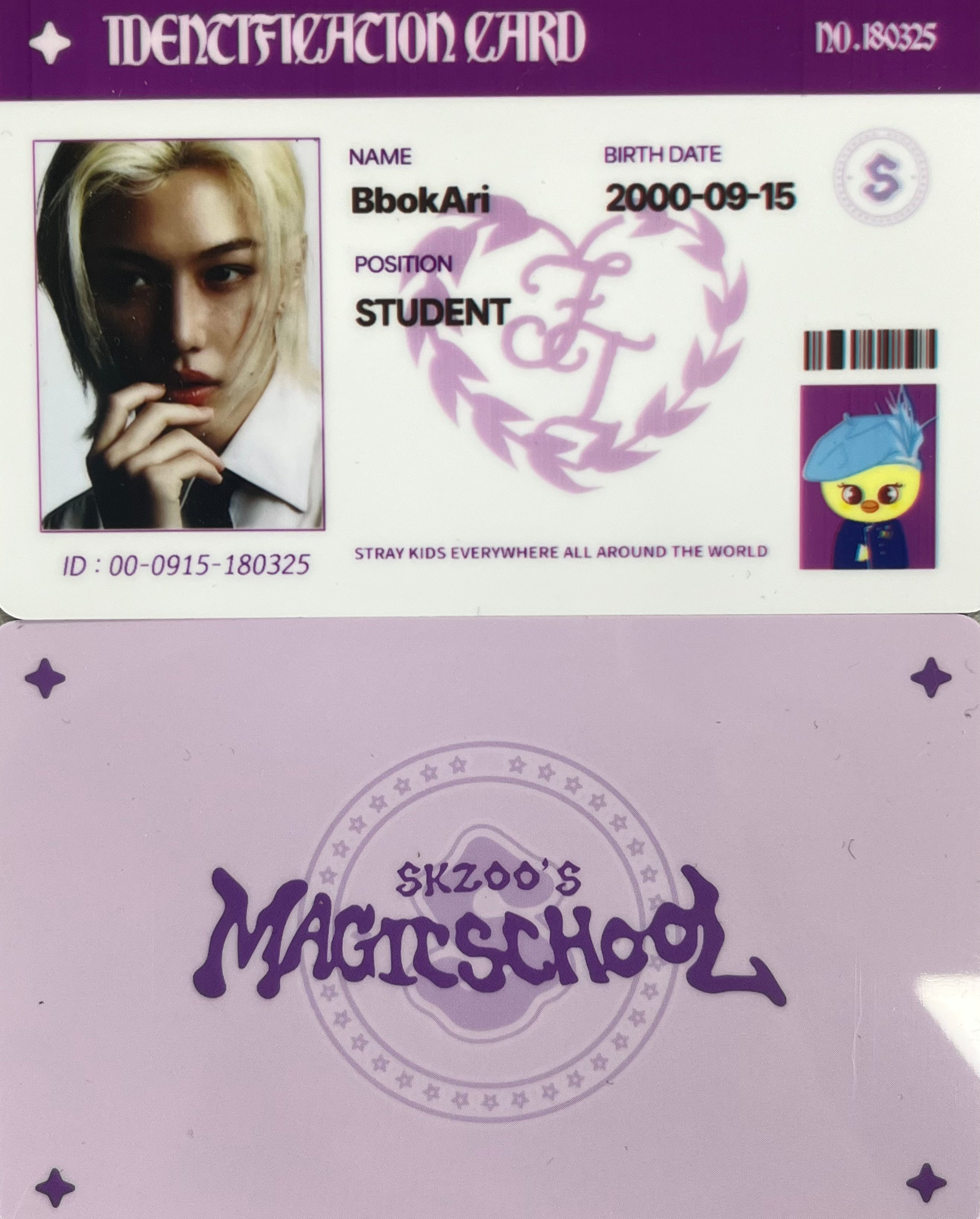 Stray Kids Skzoo's Magic School Student Id Card (Pop Up Event Stray Kids Skzoo's Magic School Student Id Card (Pop Up Event