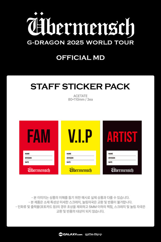 G-Dragon - 2025 World Tour in Korea Official MD Staff Sticker Pack