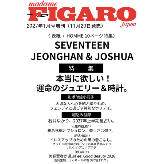 Seventeen Jeonghan X Joshua - Madame Figaro Japan Magazine 2027 January Issue Cover