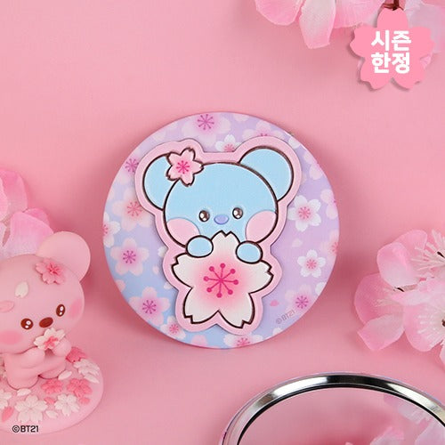 BTS x BT21 - CHERRY BLOSSOM LEATHER PATCH MIRROR