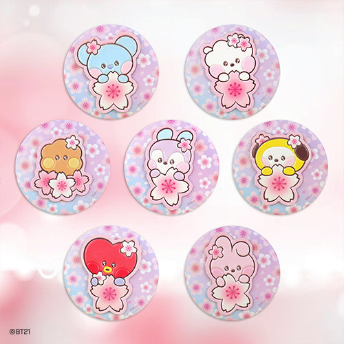 BTS x BT21 - CHERRY BLOSSOM LEATHER PATCH MIRROR