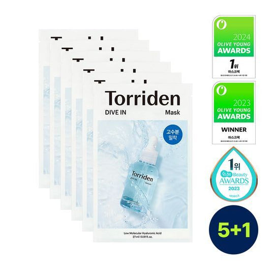Torriden Dive-in Low Molecule Hyaluronic Acid Mask Sheet 5+1