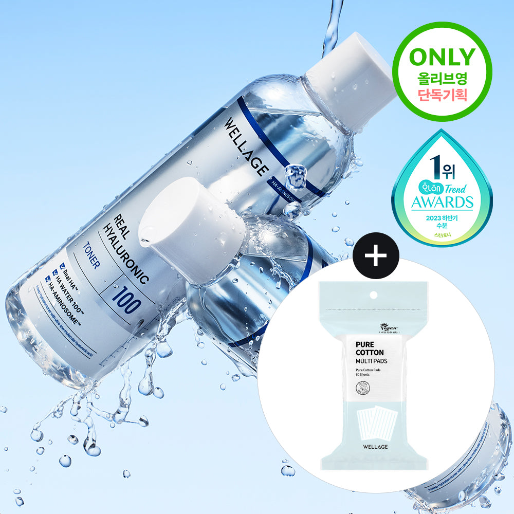 WELLAGE Real Hyaluronic 100 Toner 300ml Set