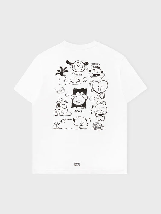 BT21 - BASIC DRAWING SHORT SLEEVE TSHIRT WHITE (GROUP)