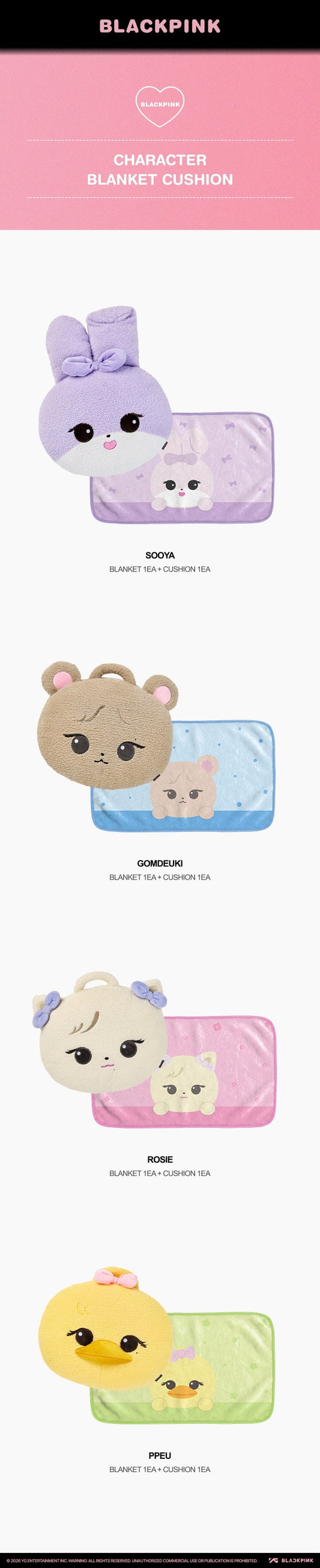 Blackpink - bpcollection official md character blanket cushion