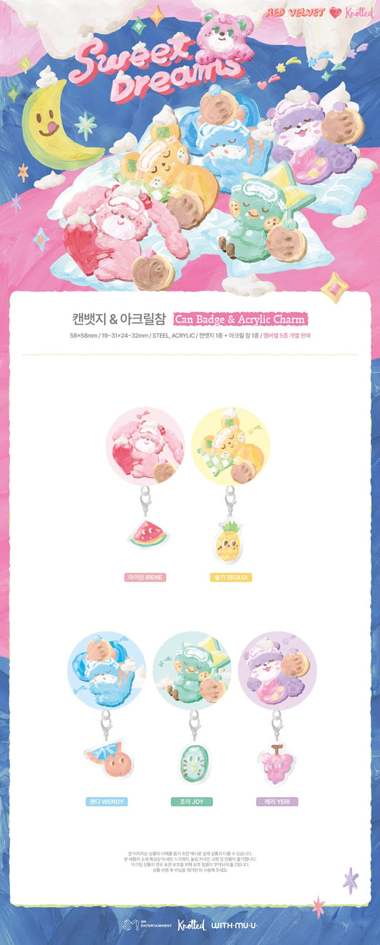 Red Velvet - Sweet Dreams Red Velvet X Knotted Pop up Store Official MD Can Badge & Acrylic Charm