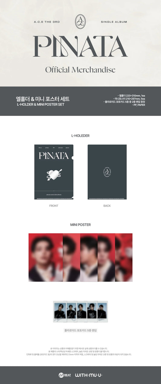 A.C.E - Pinata 3rd Single Album Official MD L-Holder & Mini Poster Set