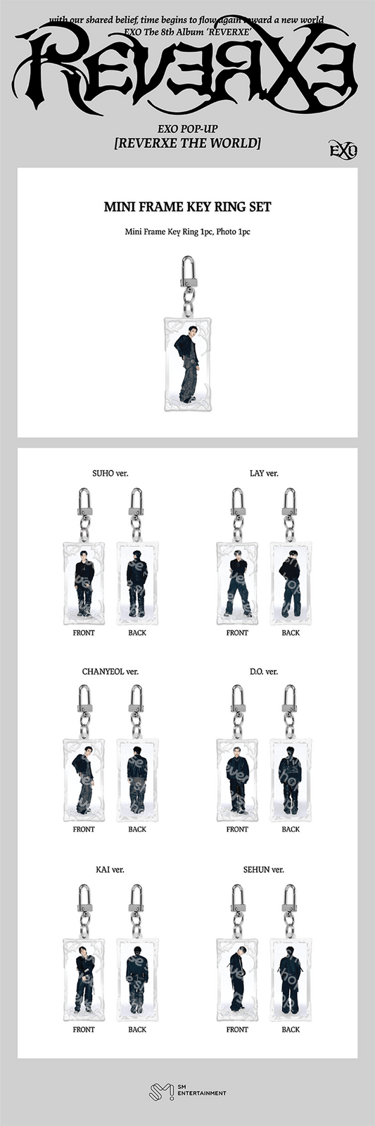 EXO - reverxe the world pop up official md mini frame keyring set