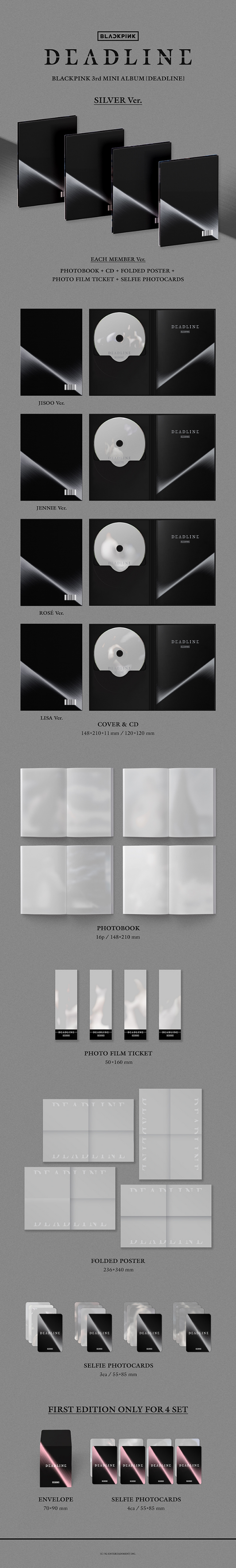 Blackpink - deadline 3rd mini album silver set