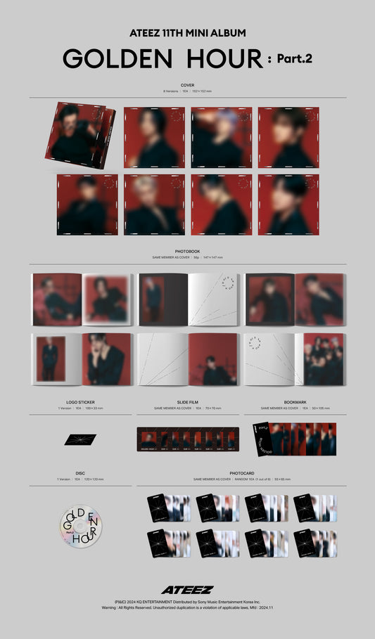 ATEEZ 11TH Mini Album - Golden Hour Part.2 - Digipack Version Mini Record Lucky Draw