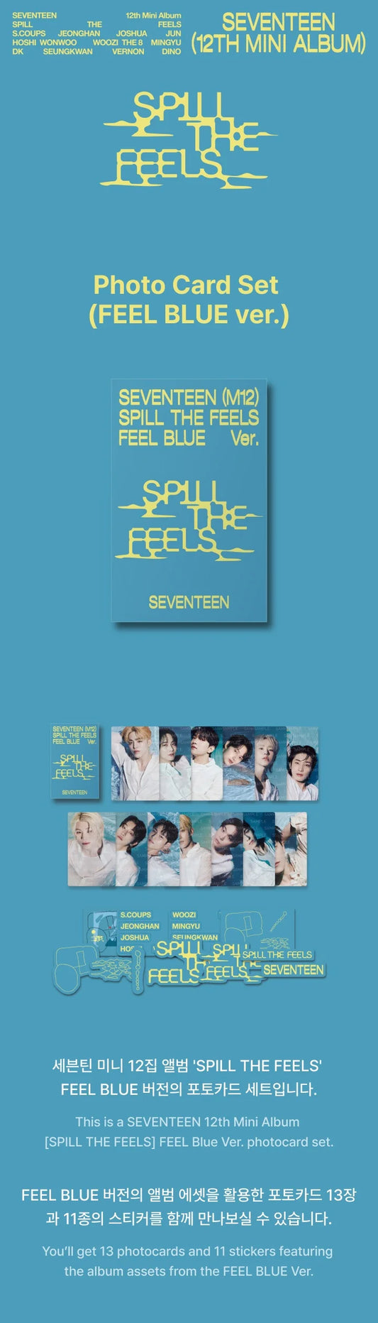 Seventeen 12th Mini Album - Spill The Feels Official MD Photo Card Set Feel Blue Ver