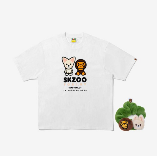 Stray Kids - Bape X Stray Kids Foxi.ny Baby Milo Tee M (i.n) + Scrunchies (green) Set
