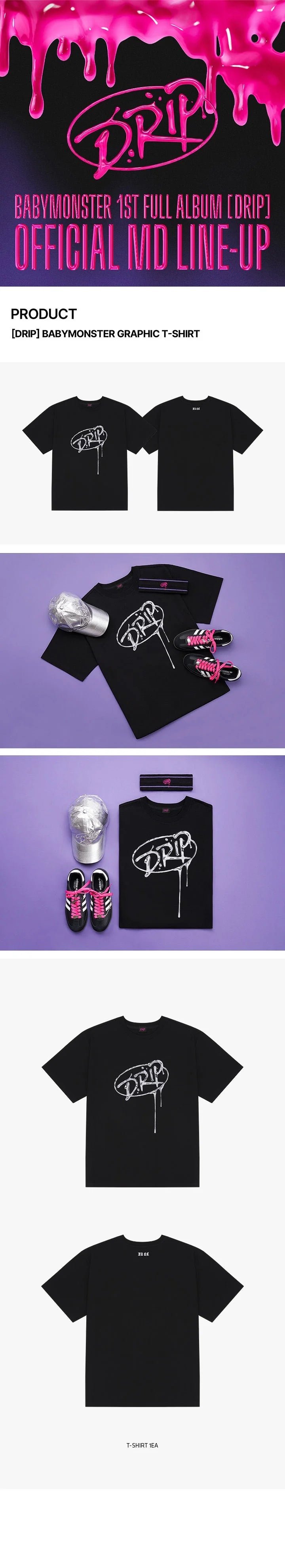 Babymonster - Drip 1st Full Album Official MD Graphic T-Shirt Babymonster - Drip 1st Full Album Official MD Graphic T-Shirt