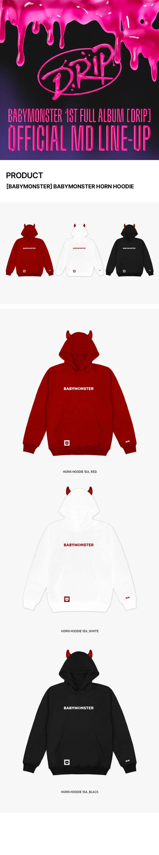 Babymonster - Drip 1st Full Album Official MD Horn Hoodie