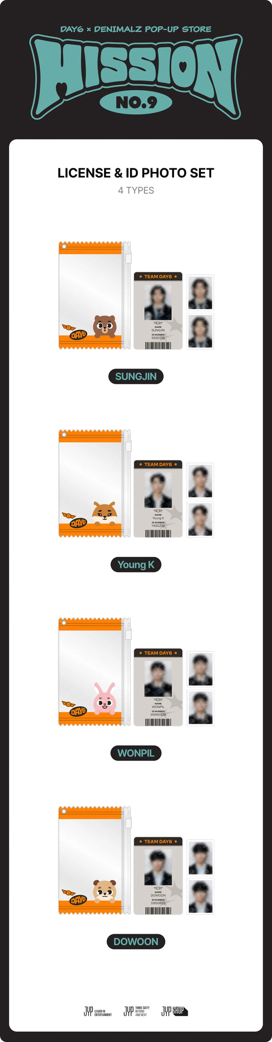 DAY6 - DAY6 X Denimalz Pop-up Store Mission no.9 Official MD License & ID Photo Set