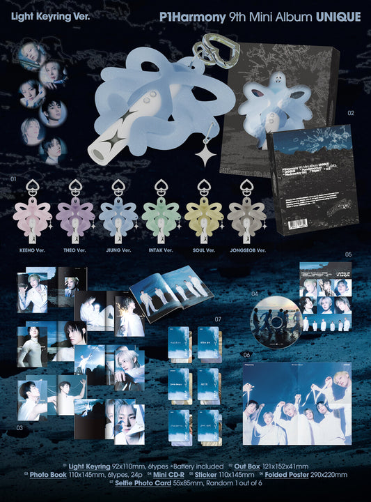 P1harmony 9th Mini Album UNIQUE - Light Keyring Version