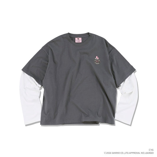 Blackpink - blackpink x my melody official md long sleeve layered t-shirt gray