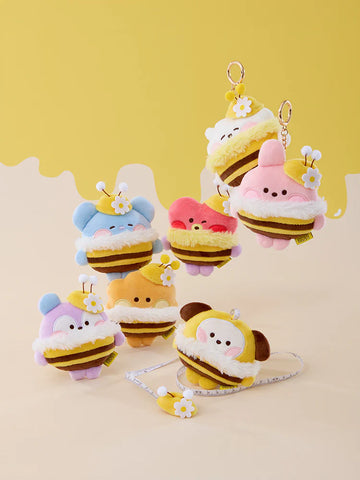 Bt21 - minini honeybee plush tape measure keyring