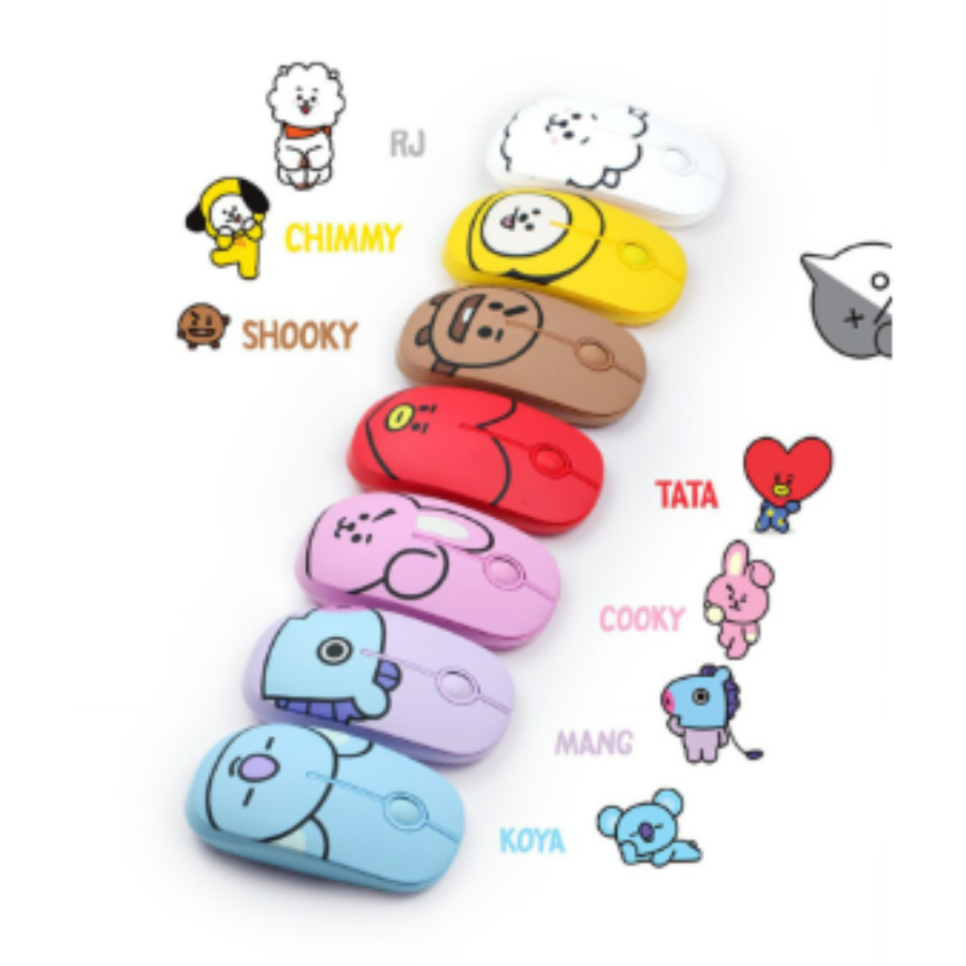BTS x BT21 FACE WIRELESS SILENT MOUSE Kpop Omo