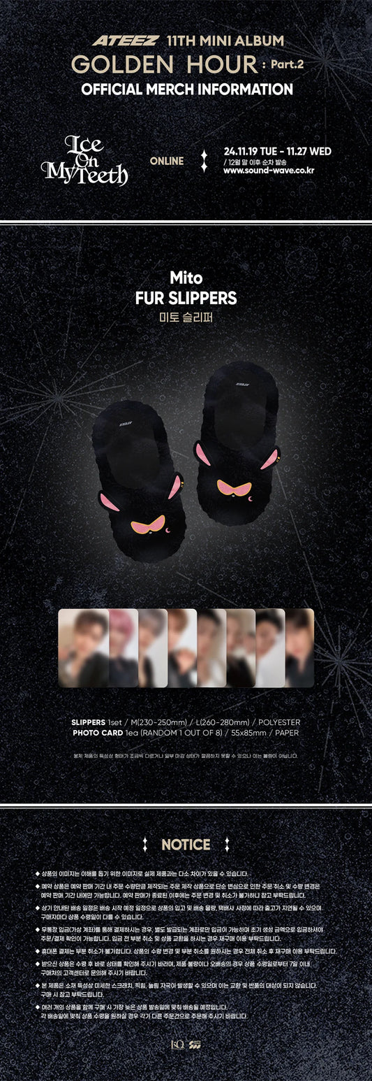 Ateez - Golden Hour : part.2 Pop up Official MD Mito Fur Slippers