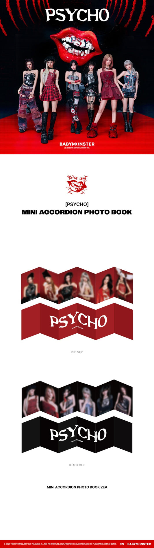 Babymonster - psycho official md mini accordion photo book