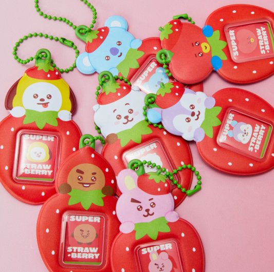 Bt21 - strawberry party mini photo holder keyring