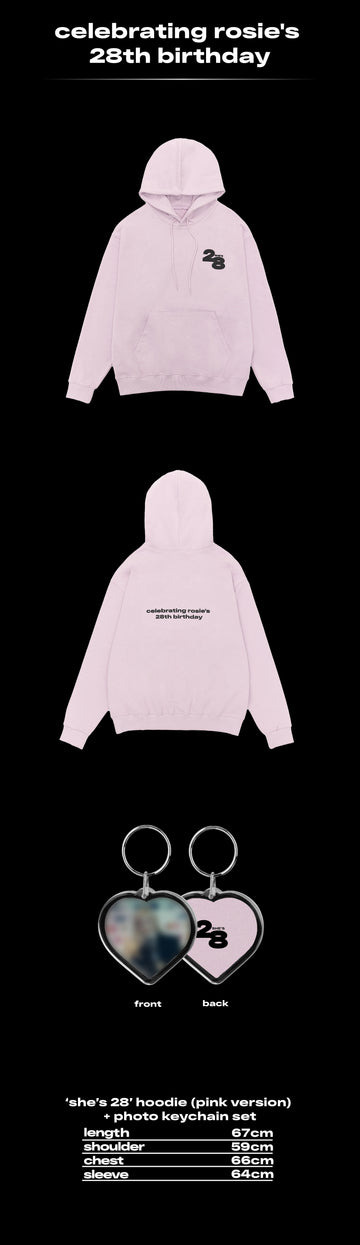 BLACKPINK ROSE - She's 28 Birthday Official MD Hoodie Pink Ver
