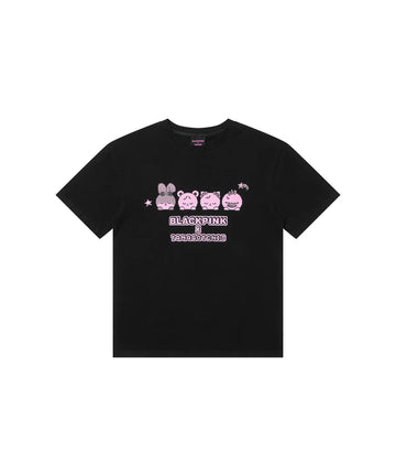 Blackpink - Blackpink X Tamagotchi Official Md Pink Galaxy T-shirt Black