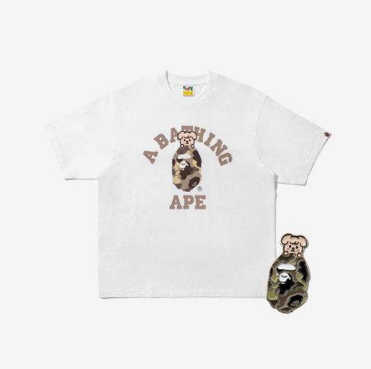Stray Kids - Bape X Stray Kids Puppym College Tee M (seunmin) + Metal Pins (beige) Set