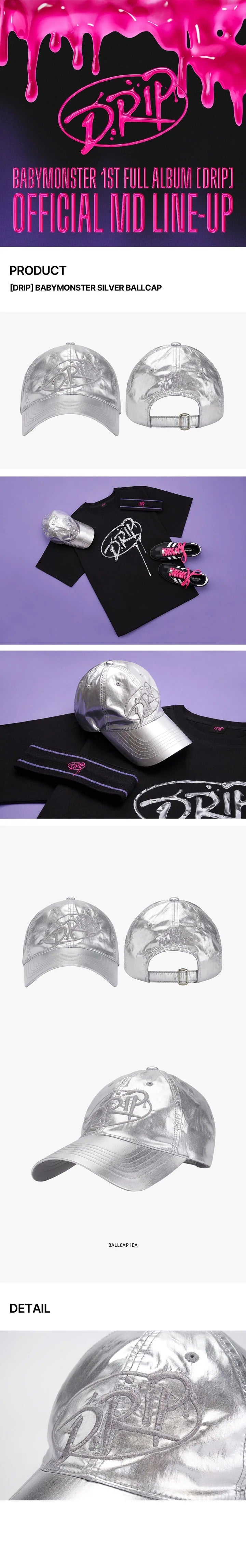 Babymonster - Drip 1st Full Album Official MD Silver Ballcap – Kpop Omo