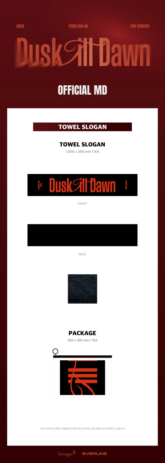 Yoon San Ha - Dusk Till Dawn 2024 Fan Concert Official MD Towel Slogan