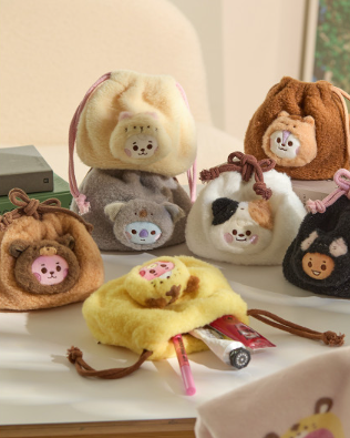 BTS x BT21 - Baby More Fluffy Face Doll String Pouch