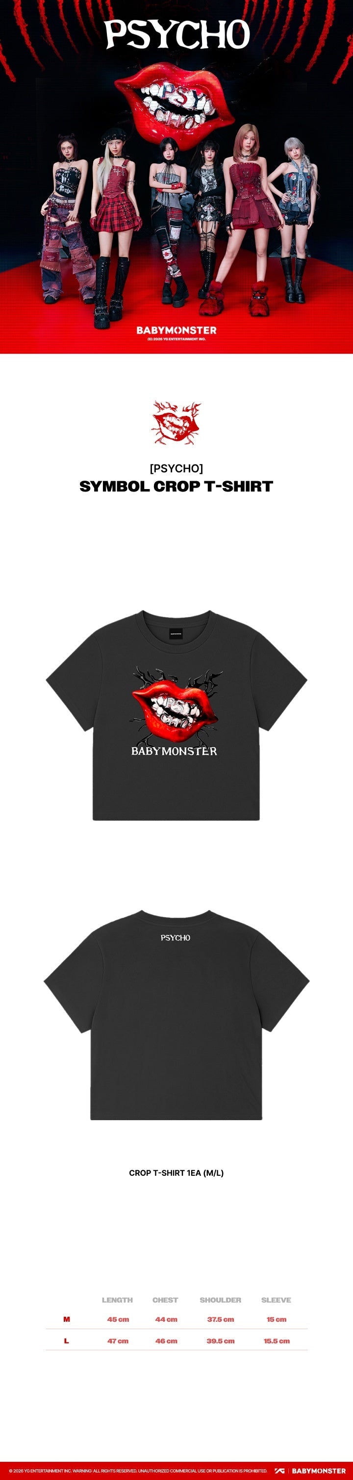 Babymonster - psycho official md symbol crop t-shirt – Kpop Omo
