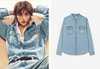Stray Kids Hyunjin x Guess - Mens L-Tone Regular Denim Long Sleeve Shirt (Light Blue)