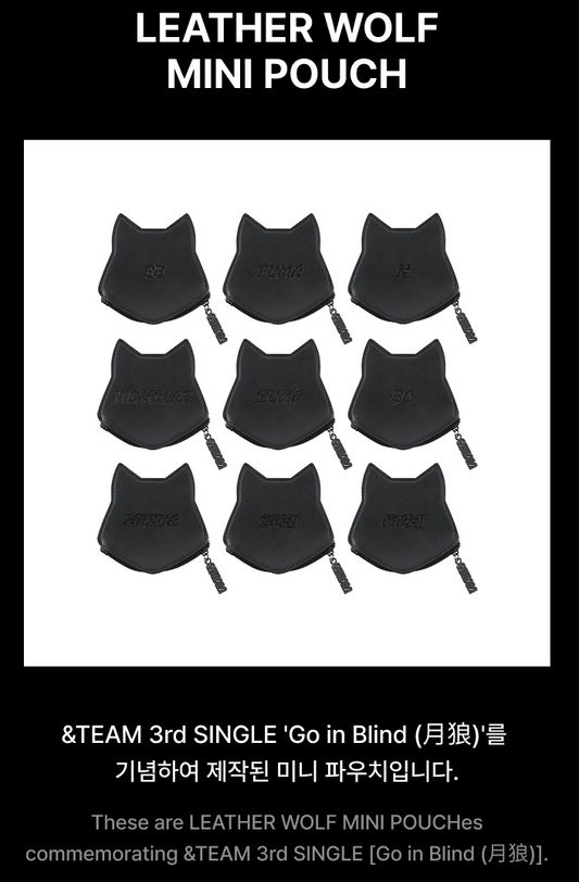 &TEAM - Go In Blind 3rd Single Album Official MD Leather Wolf Mini Pouch