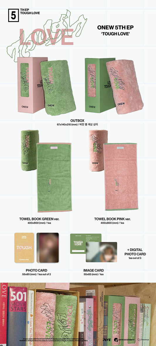 Onew - tough love 5th mini album towel book ver random
