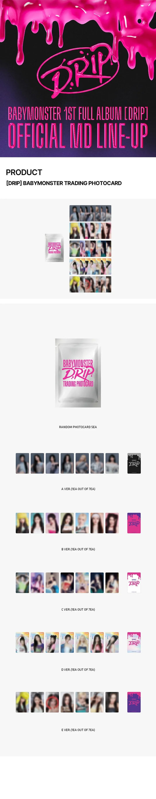 Babymonster - Drip 1st Full Album Official MD Trading Photocard