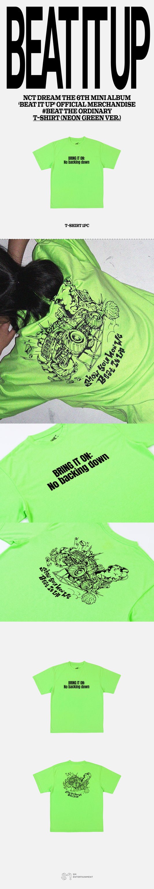 NCT dream - beat it up official md t-shirt (neon green ver)