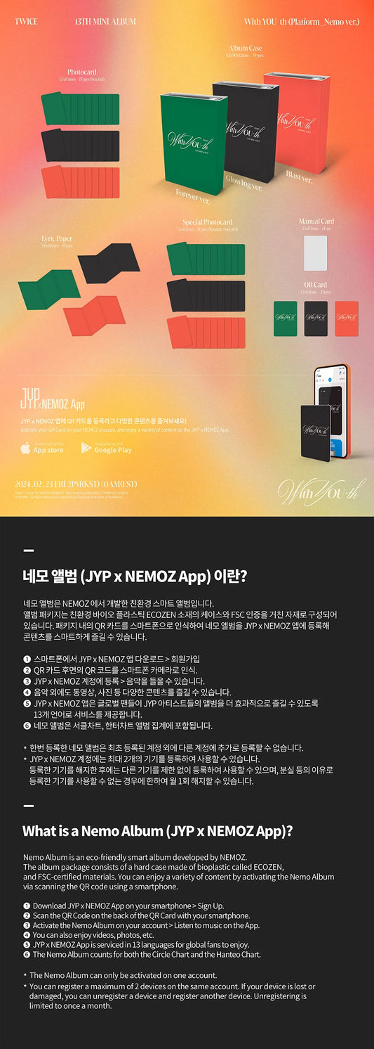 TWICE 13TH MINI ALBUM - WITH YOU-TH (PLATFORM NEMO VER.)