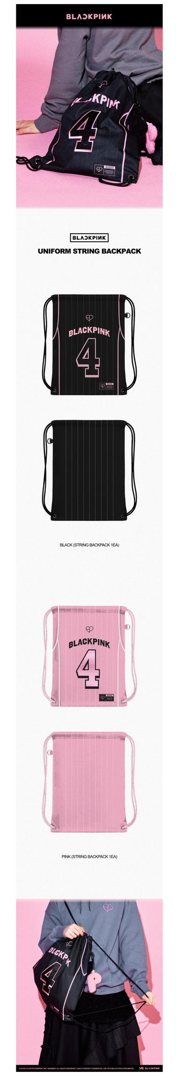 Blackpink - jump pop up official md uniform string backpack – Kpop Omo