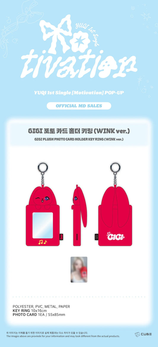 I-DLE YUQI - Motivation Official MD Gigi Plush Photo Card Holder Key Ring (Wink Ver)