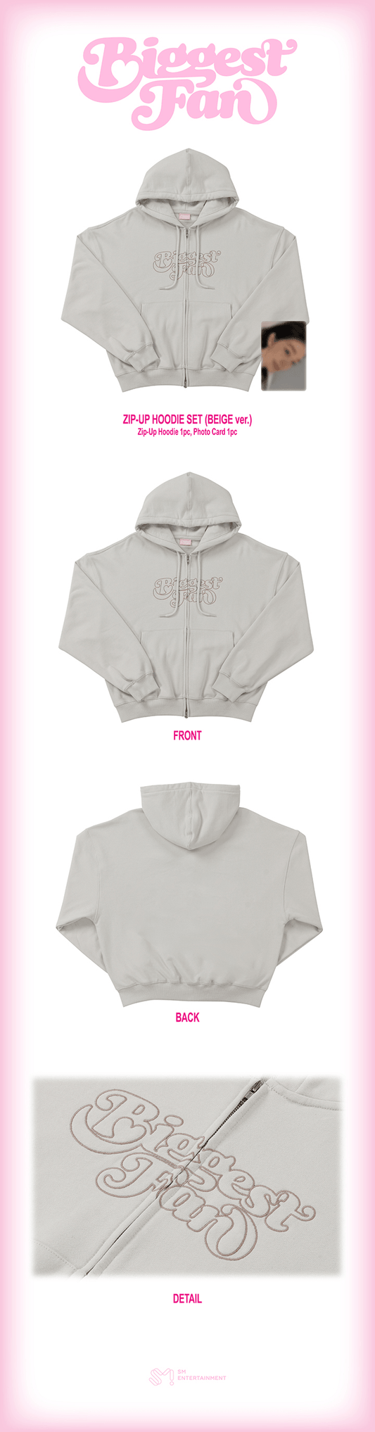 Irene - biggest fan official md zip up hoodie set beige
