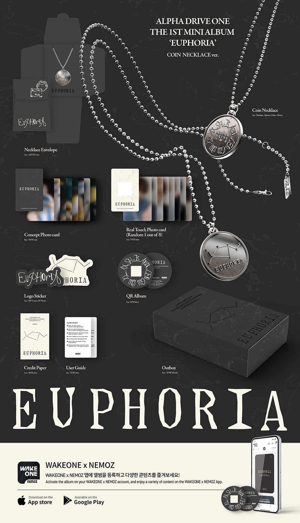 Alpha drive one - euphoria 1st mini album coin necklace ver – Kpop Omo