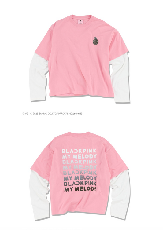 Blackpink - blackpink x my melody official md long sleeve layered t-shirt pink