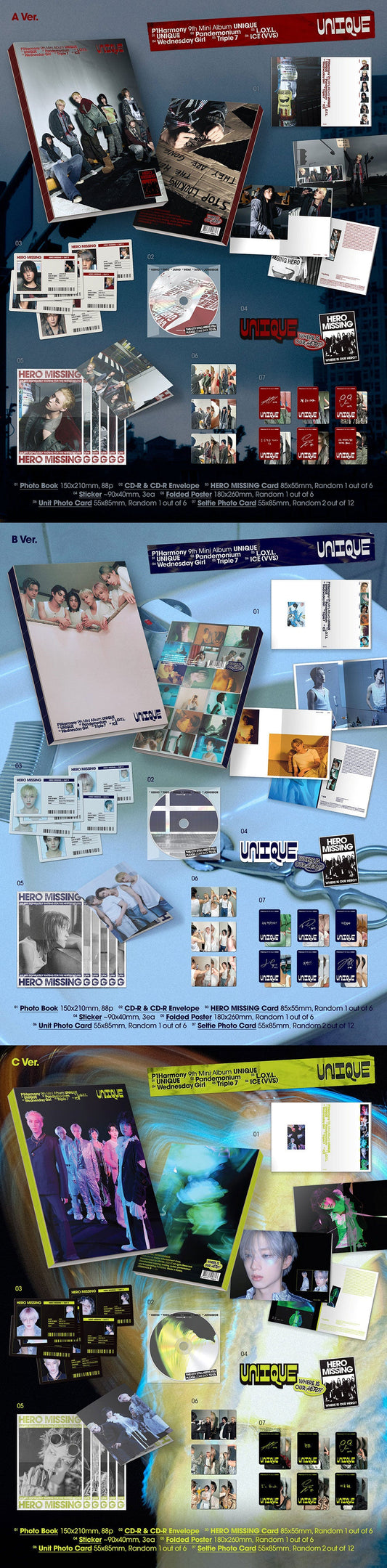 P1harmony 9th Mini Album UNIQUE - Photobook Ver Random