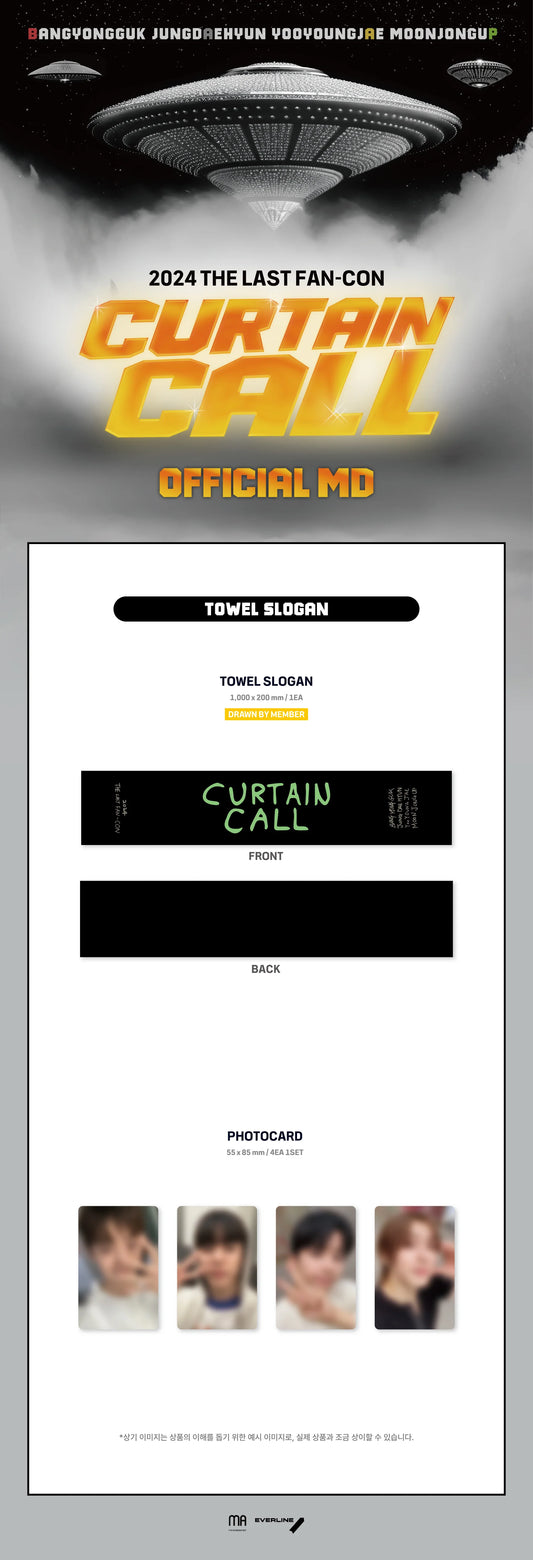 Bang&Jung&Yoo&Moon - Curtain Call 2024 the Last Fan-Con Official MD Towel Slogan