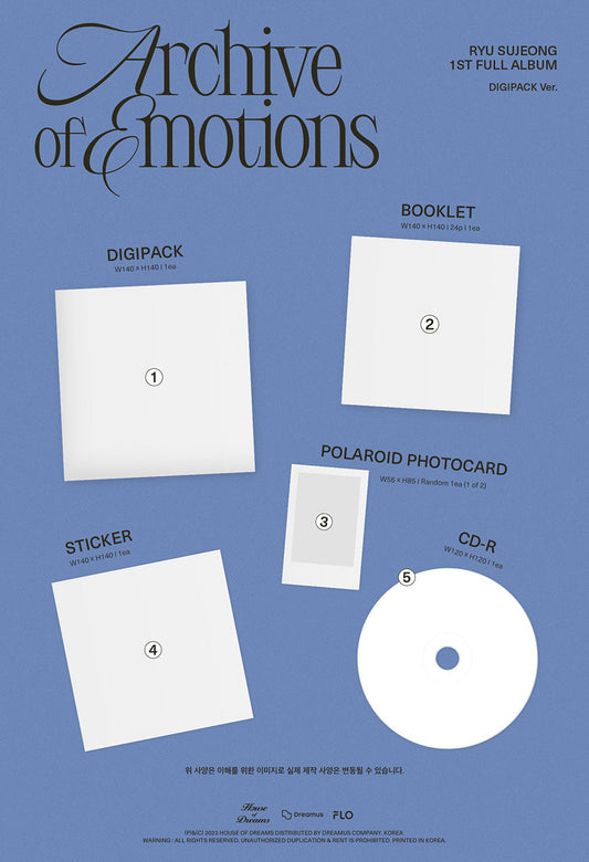 RYU SUJEONG 1st Full Album - Archive of Emotions (Digipack Version)