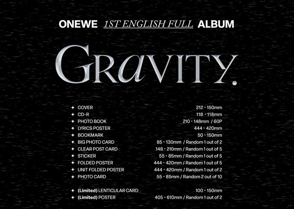 ONEWE 1st Full Album English - GRAVITY - Kpop Omo