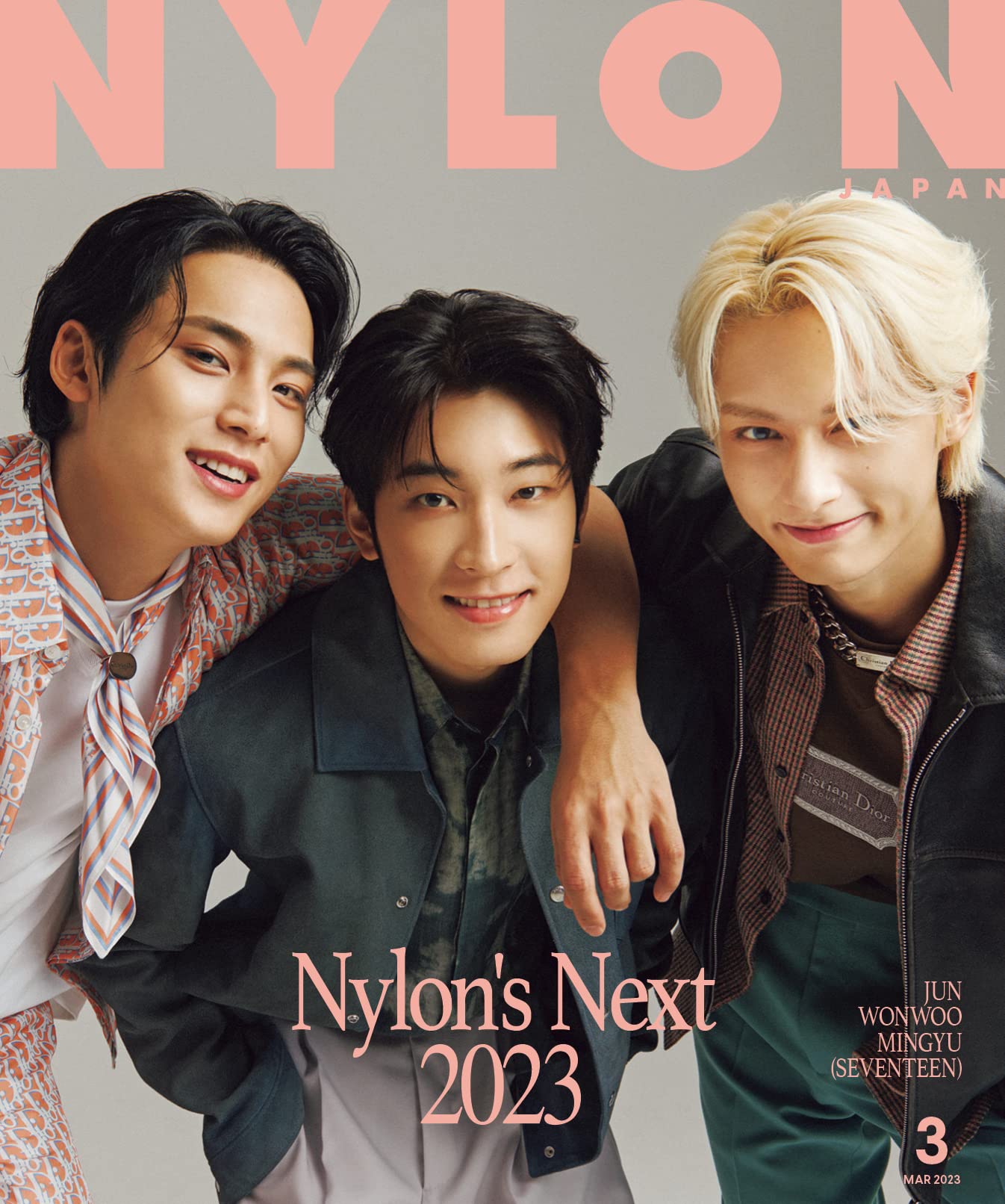 NYLON SEVENTEEN Jun Wonwoo Mingyu on Cover of Nylon JAPAN (March 2023 Issue) - Kpop Omo